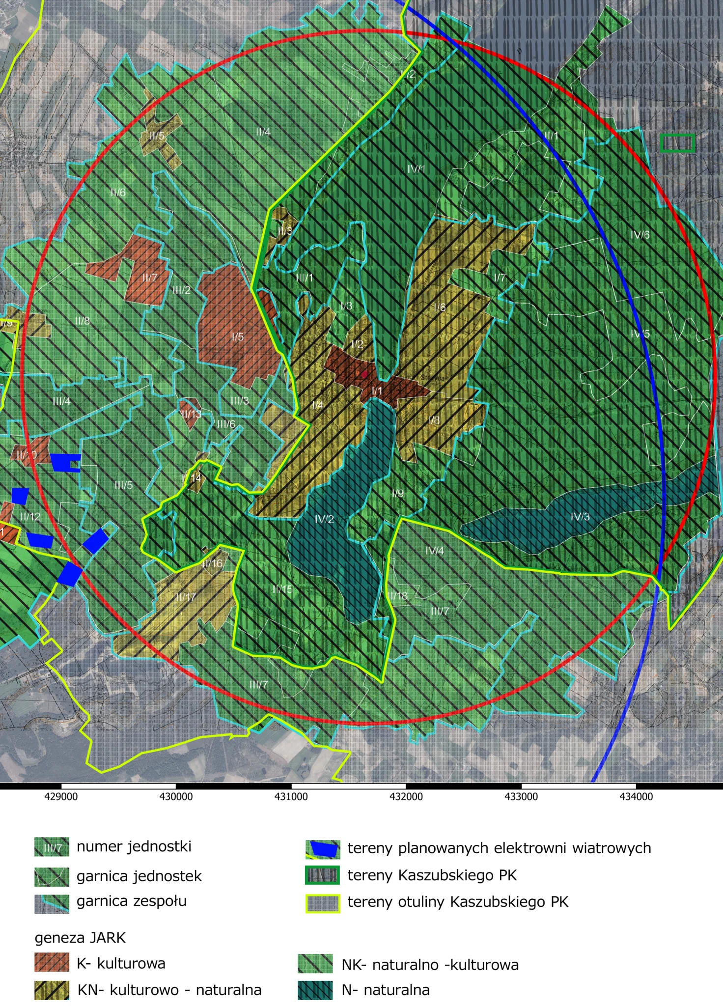 Analiza JARK WAK — mapa zasobu krajobrazu w otoczeniu elektrowni wiatrowej, Stężyca