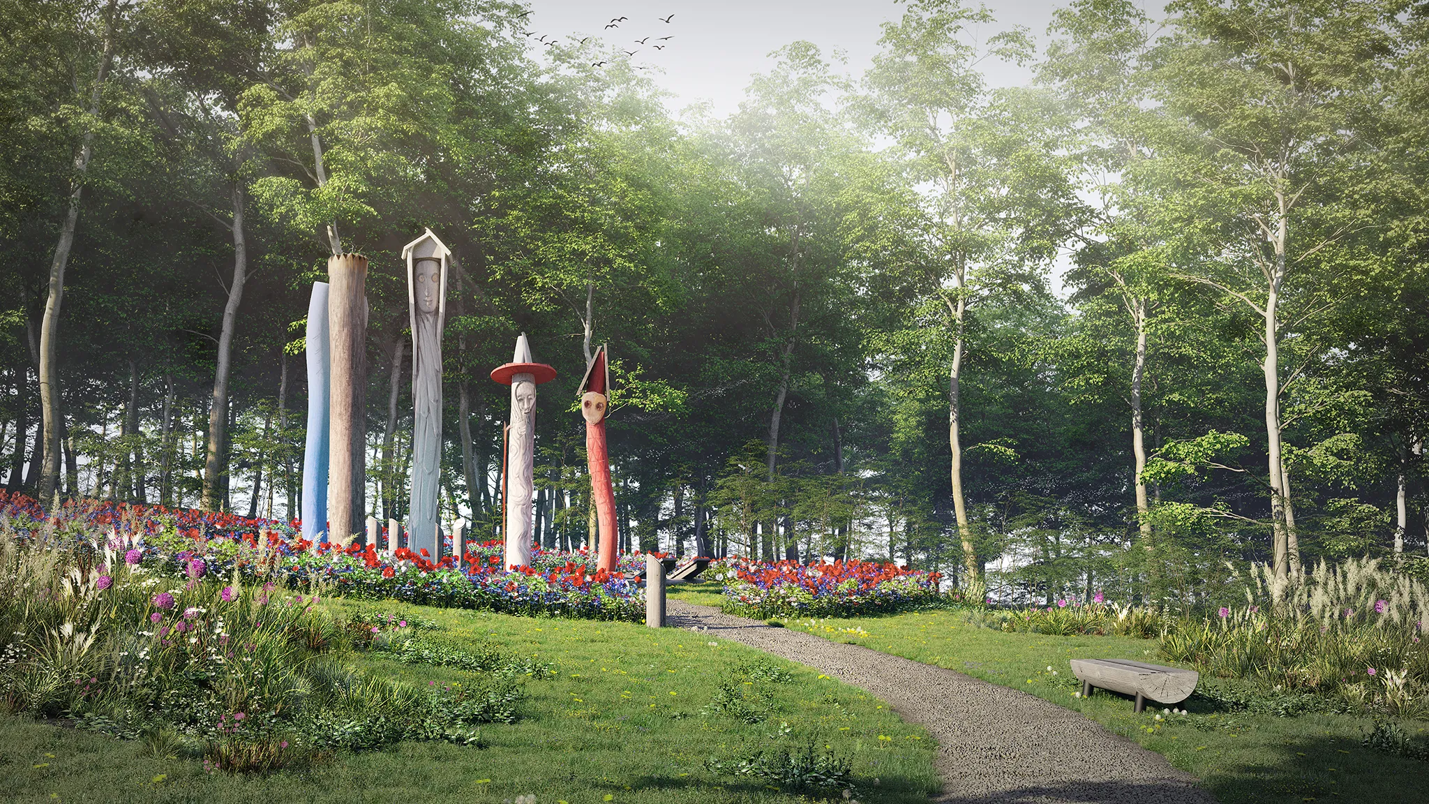 Tylicz park — punkt widokowy nad potokiem Szczawa